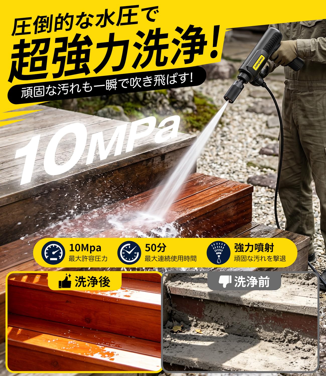 Joinylotus　高圧洗浄機【2026 革新型・折りたたみ式 】 Amazon | 高圧洗浄機【2026 革新型・折りたたみ式 】10MPa強力噴射